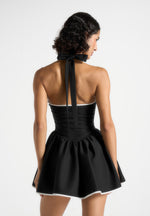 Roxana - Halter Neck Belted Mini Dress - Black