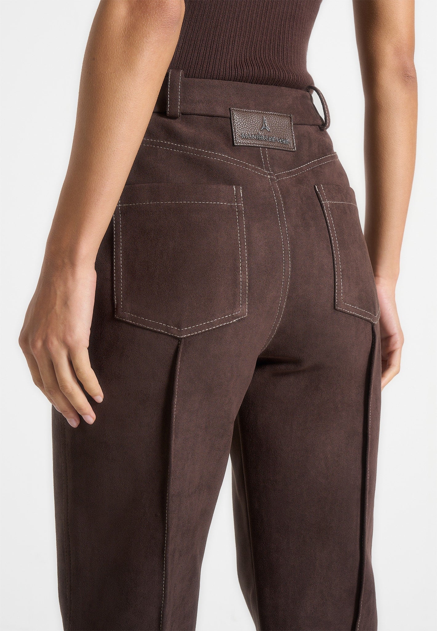 Kalie - Suede Pants- Brown