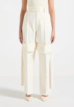 Isabelle - Tailored Belted Strap Detail Pants - Off White