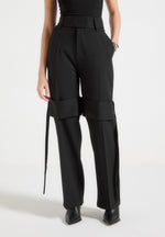 Isabelle - Tailored Belted Strap Detail Pants - Black