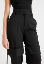 Isabelle - Tailored Belted Strap Detail Pants - Black