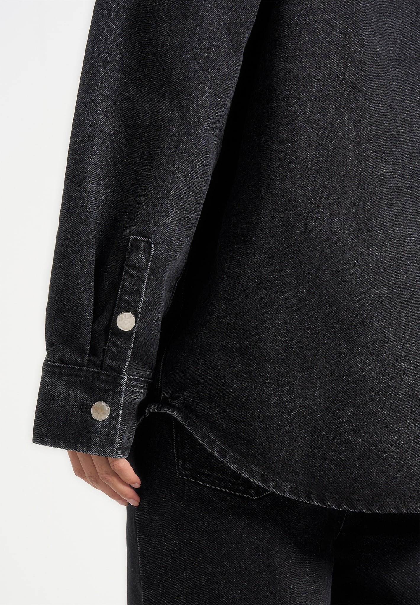 Joy - Oversized Denim Shirt - Washed Black