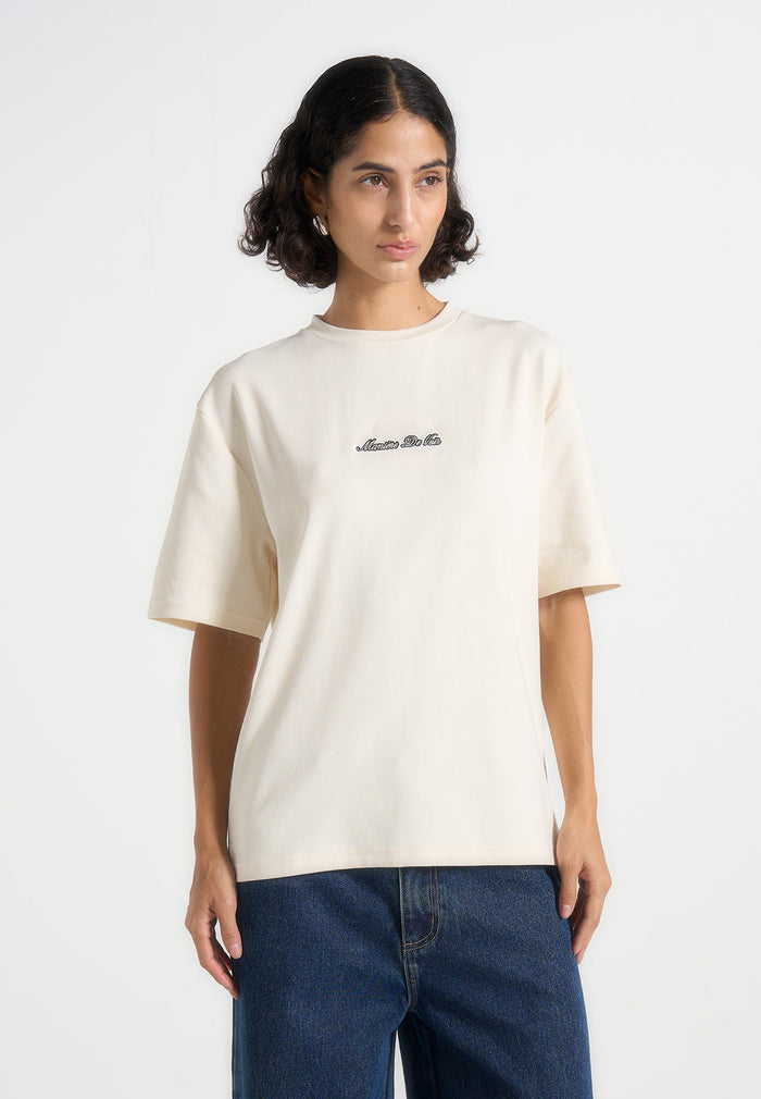 Ari - Unisex Signature Relaxed Fit Cotton T-Shirt - Cream