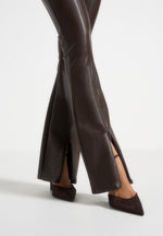 Ninon - Leather Fit And Flare Leggings With Chain - Brown