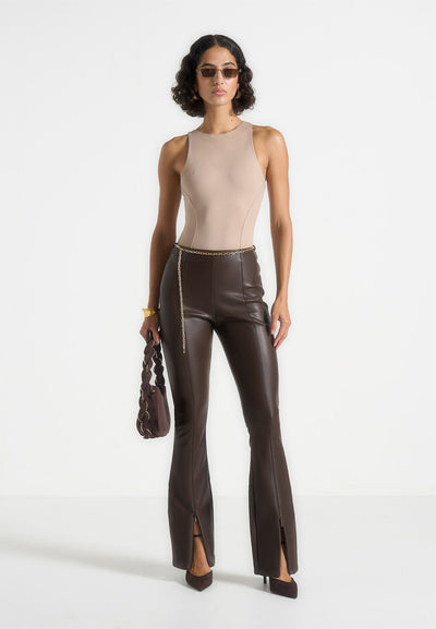 ninon-leather-fit-and-flare-trousers-with-chain-brown