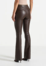 Ninon - Leather Fit And Flare Leggings With Chain - Brown