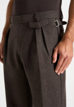 Pierre - Twin Pleat Melange Tailored Pants - Brown
