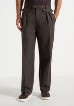 pierre-twin-pleat-melange-tailored-trousers-brown