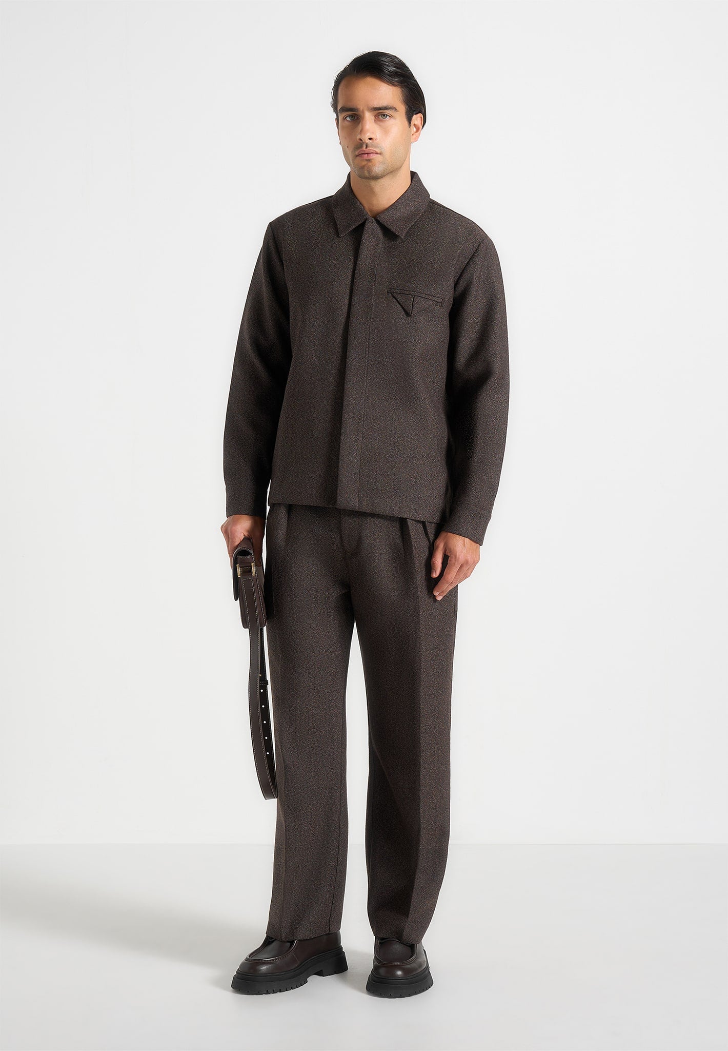 pierre-twin-pleat-melange-tailored-trousers-brown