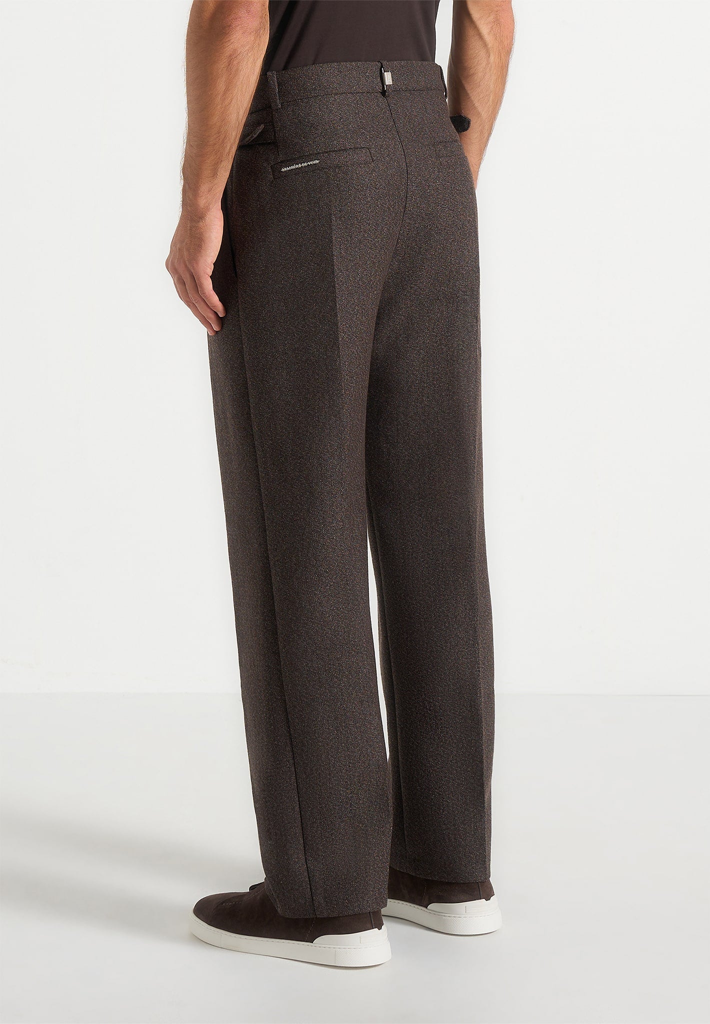 pierre-twin-pleat-melange-tailored-trousers-brown