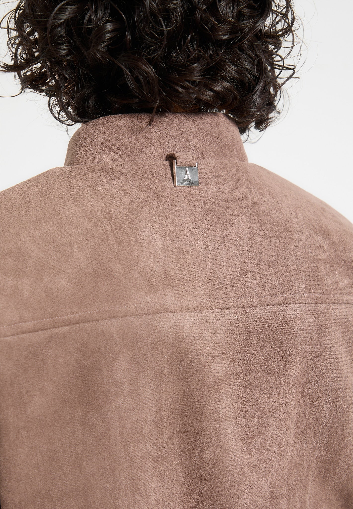 Monique - Suede Wide Shoulder Bomber Jacket - Taupe