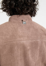 Monique - Suede Wide Shoulder Bomber Jacket - Taupe