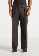 pierre-twin-pleat-melange-tailored-trousers-brown