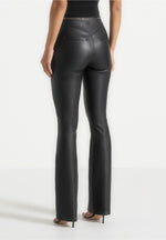 Ninon - Leather Fit And Flare Pants With Chain - Black