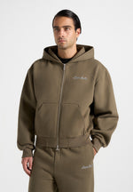 Zia - Unisex Signature Relaxed Fit Zip Hoodie - Olive