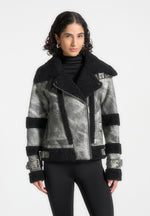 marbled-vegan-leather-borg-biker-jacket-black