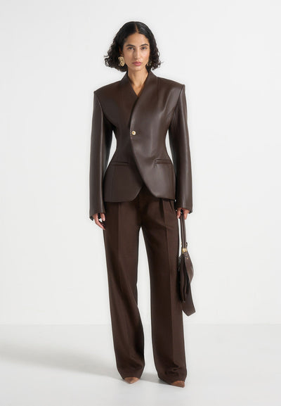 ina-leather-cinched-waist-kimono-blazer-brown