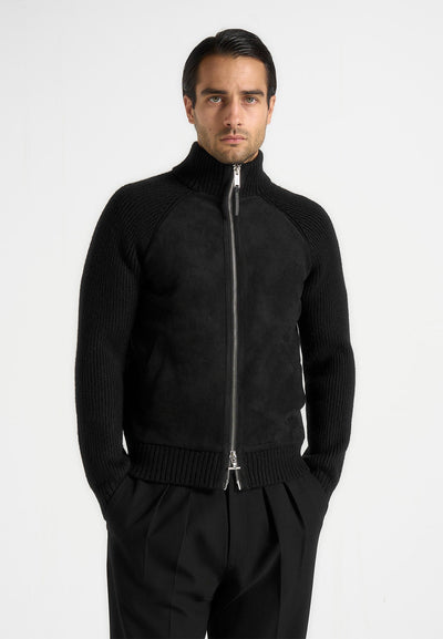 rami-suede-knit-jacket-black