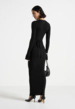 assia-long-sleeve-knitted-maxi-dress-with-belt-black