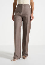 Elsy - Pinstripe Tailored Trousers - Beige