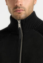 rami-suede-knit-jacket-black