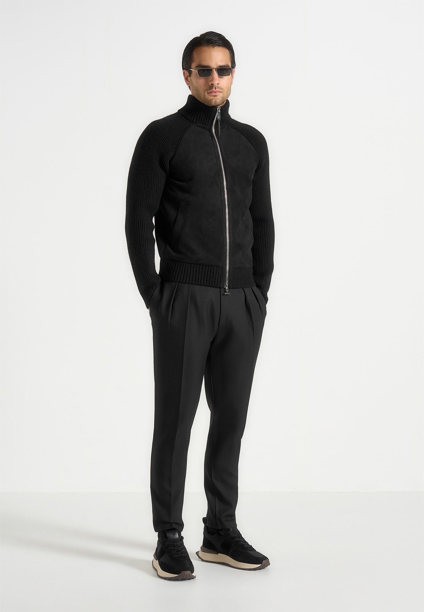 rami-suede-knit-jacket-black