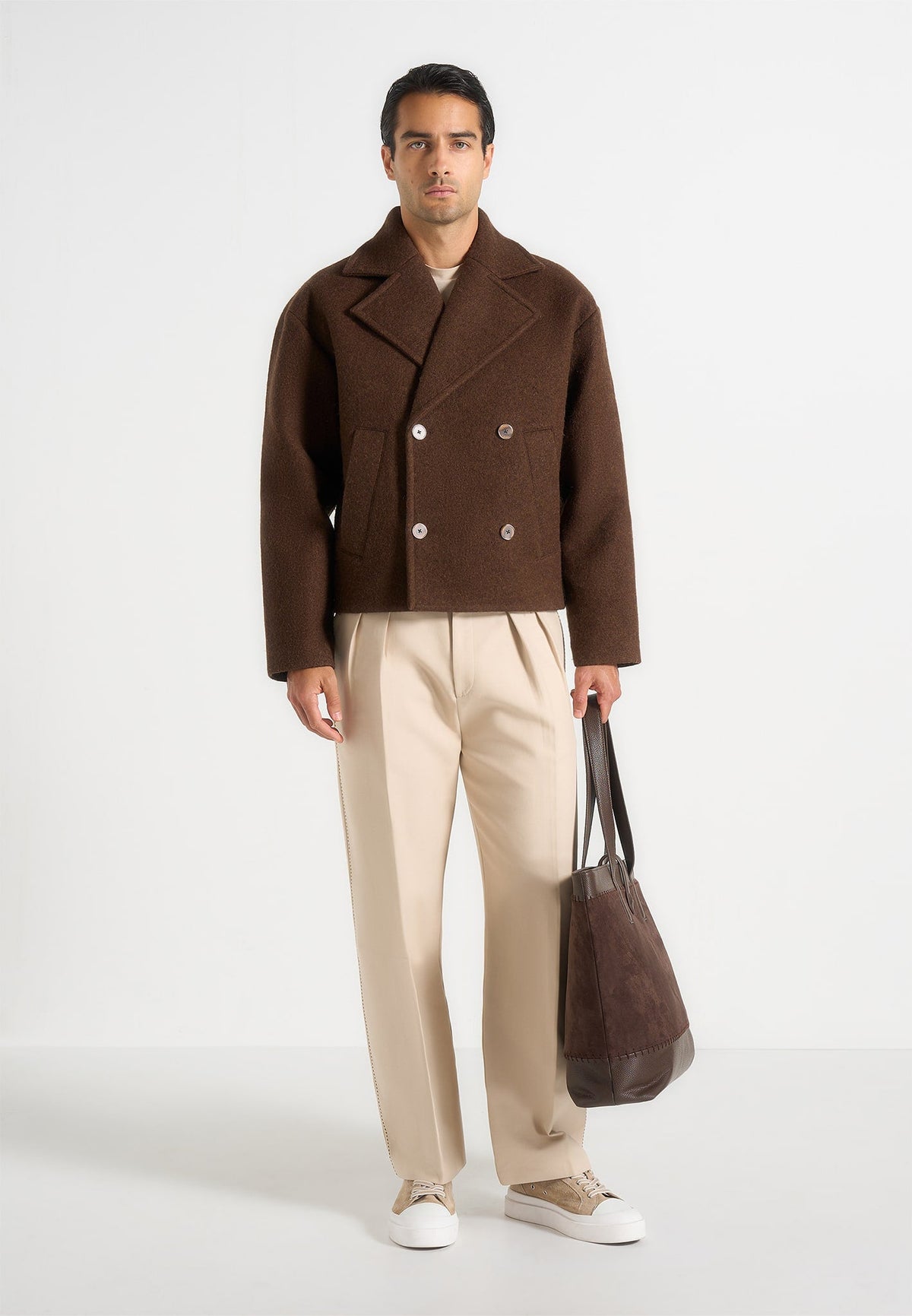 Mika - Unisex Double Breasted Jacket - Brown