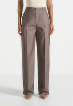 Elsy - Pinstripe Tailored Trousers - Beige