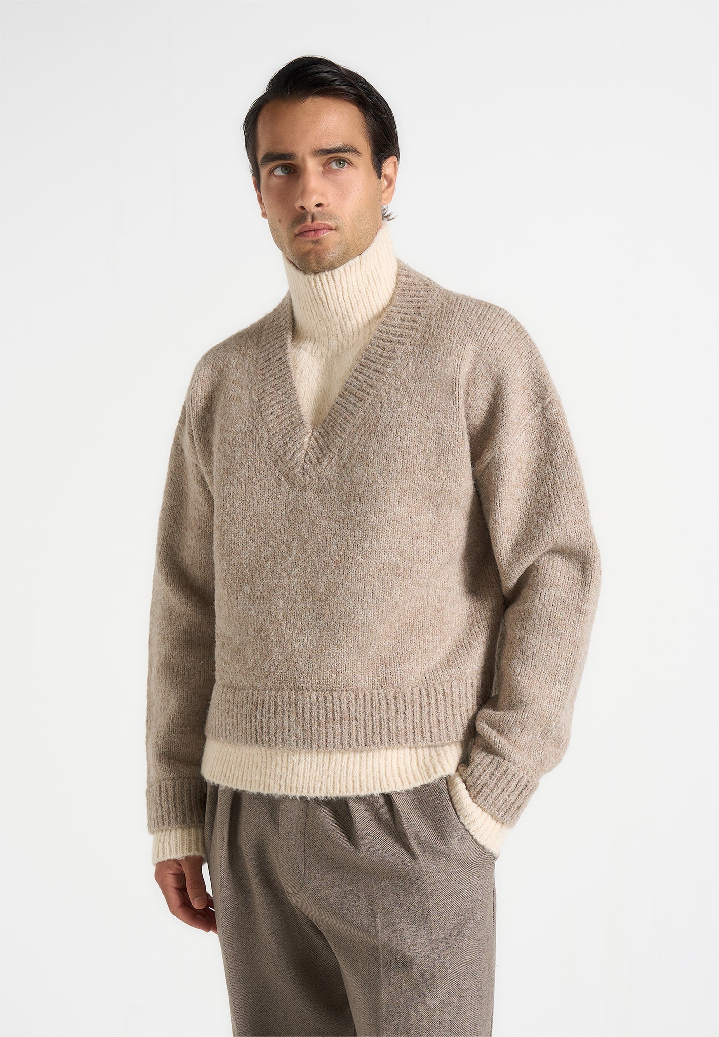 jacques-unisex-double-layer-v-neck-knit-jumper-beige-cream
