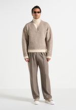 jacques-unisex-double-layer-v-neck-knit-jumper-beige-cream