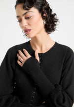 Michele - Knitted Scallop Hem Playsuit - Black