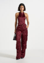 emilie-satin-high-waisted-cargo-pants-wine-red