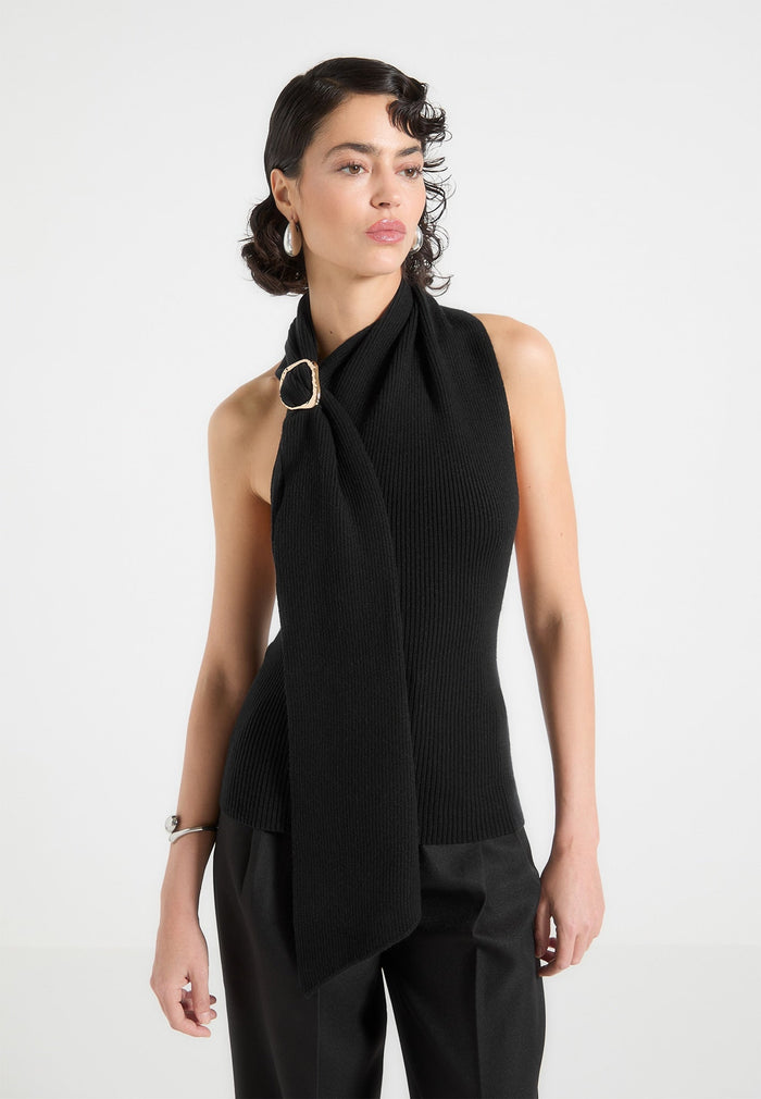 elodie-knitted-draped-halterneck-top-black