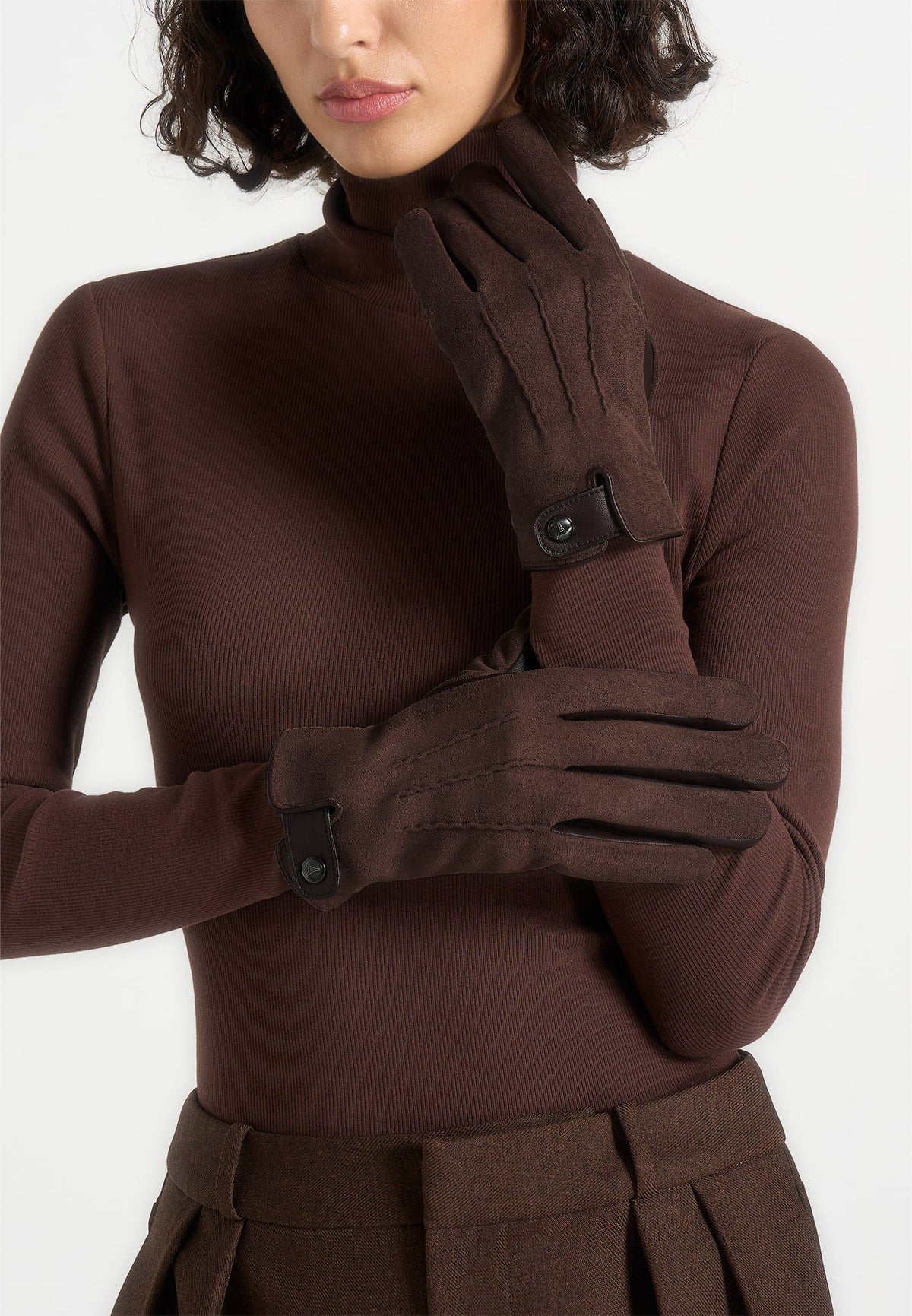 Mario - Vegan Suede Gloves - Brown