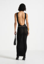 myriam-pointelle-plunge-maxi-dress-with-chain-black