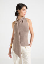Elodie - Knitted Draped Halterneck Top - Taupe