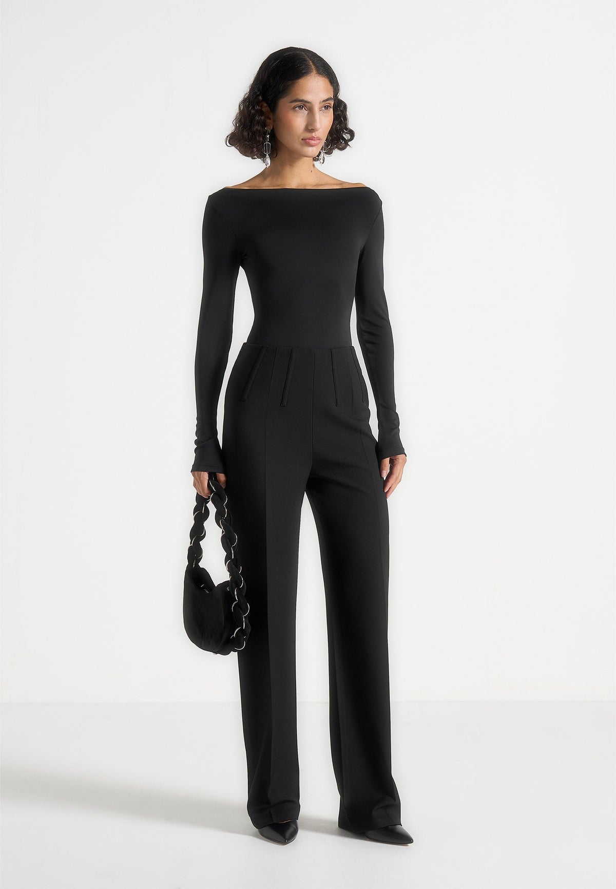 Rafaela - Corset Waist Tailored Pants - Black