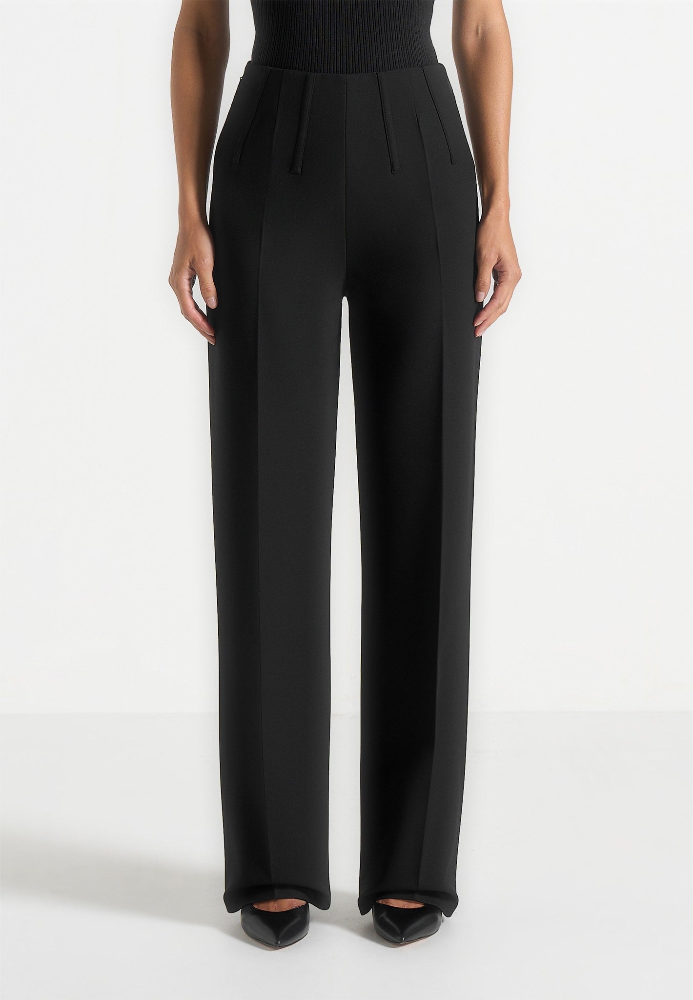 Rafaela - Corset Waist Tailored Pants - Black