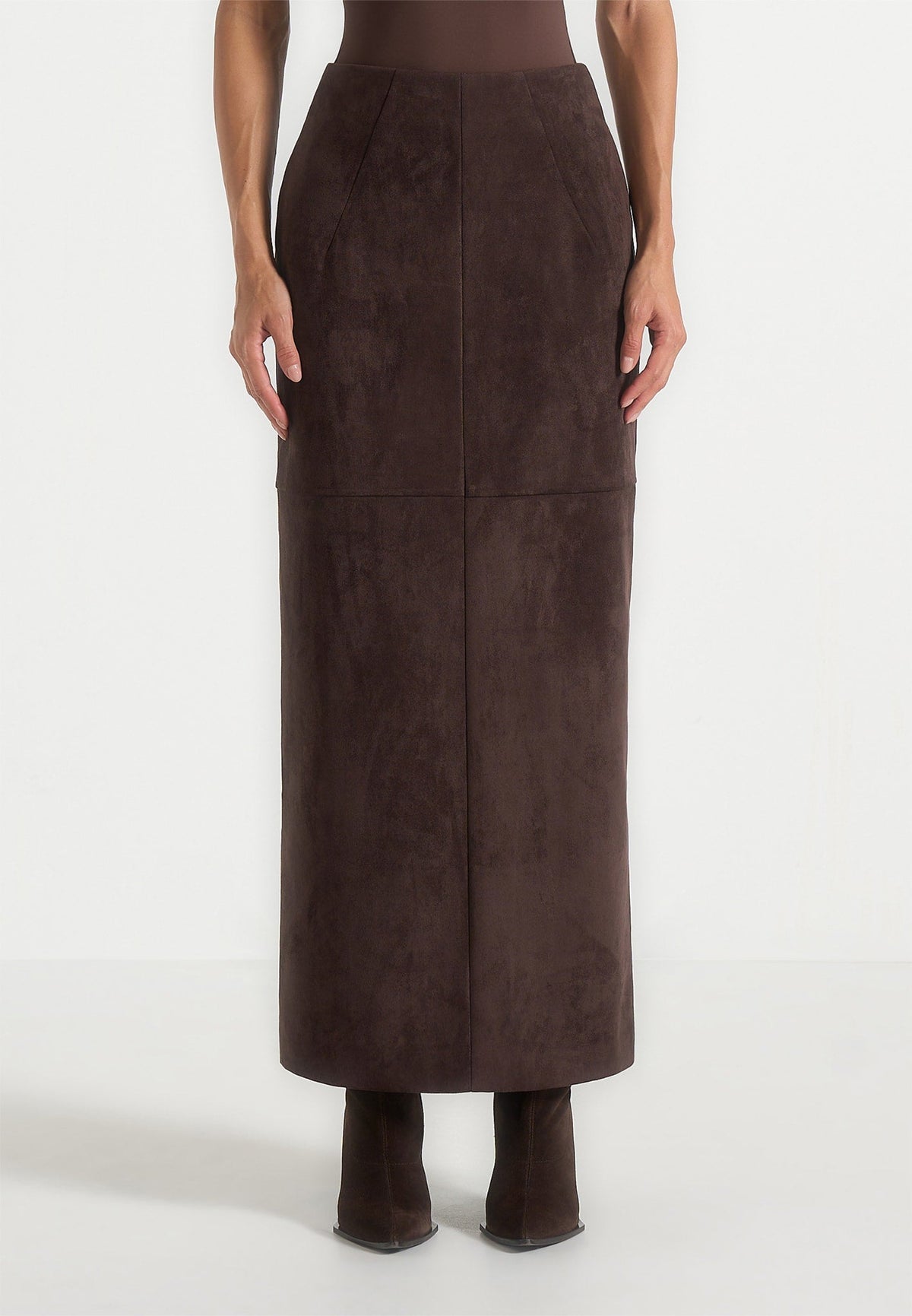 Celie - Suede Maxi Skirt - Brown