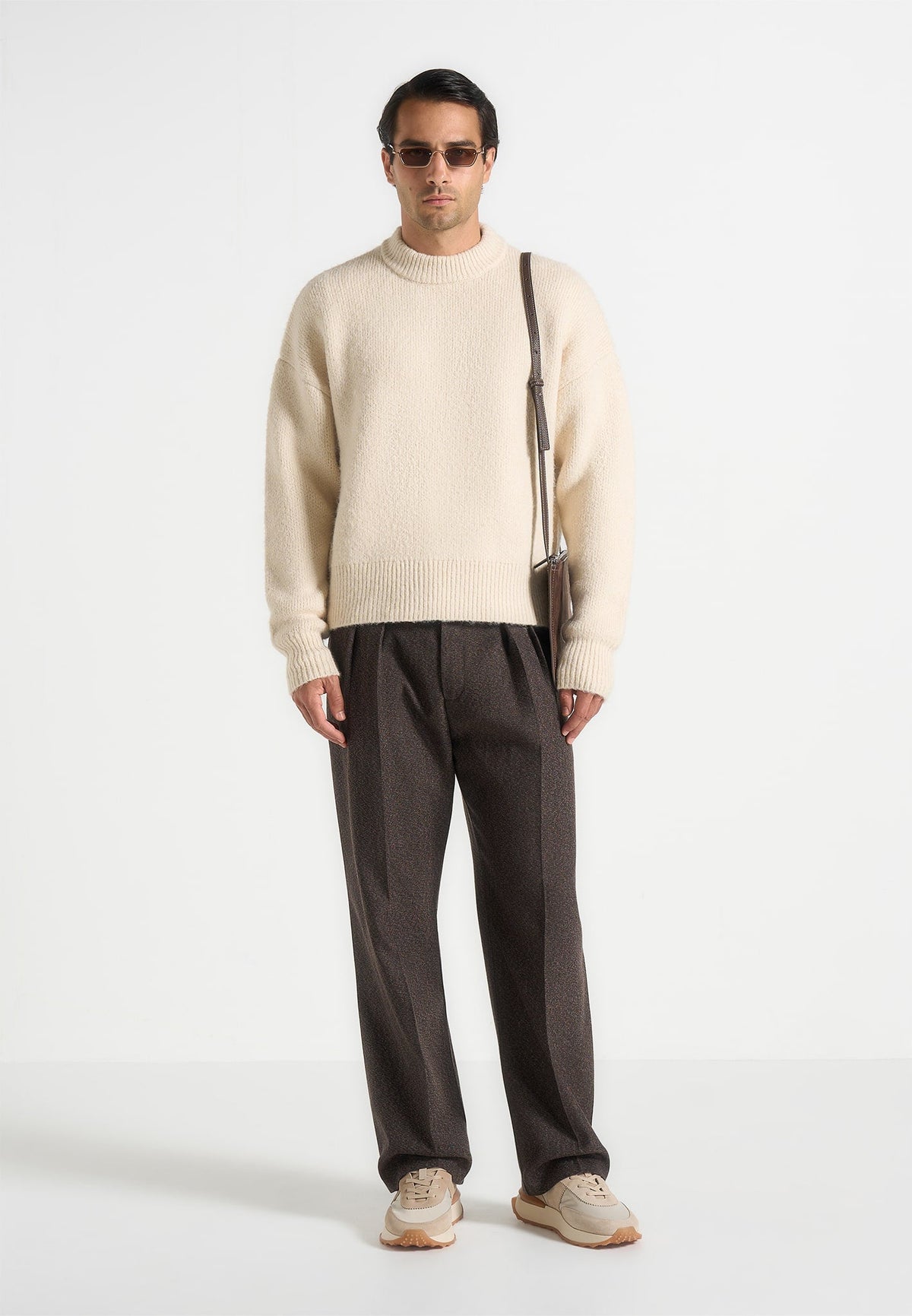 KW001 - Brushed Wool Knit Jumper - Cream
