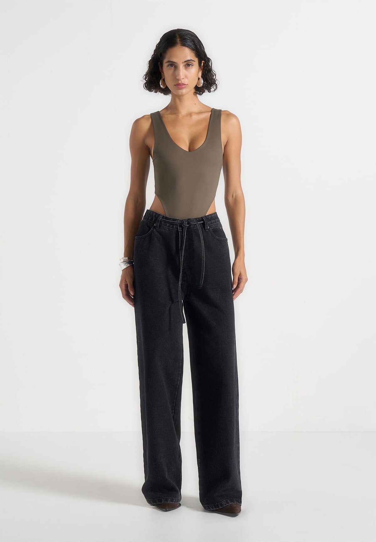 BS001 - V-Neck Bodysuit - Olive