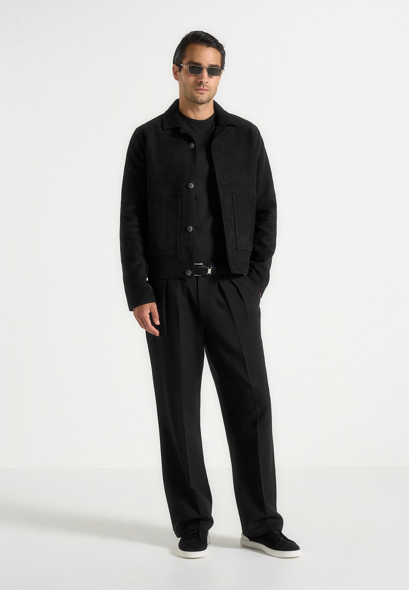 Pierre - Relaxed Fit Pleated Tailored Trousers - Black