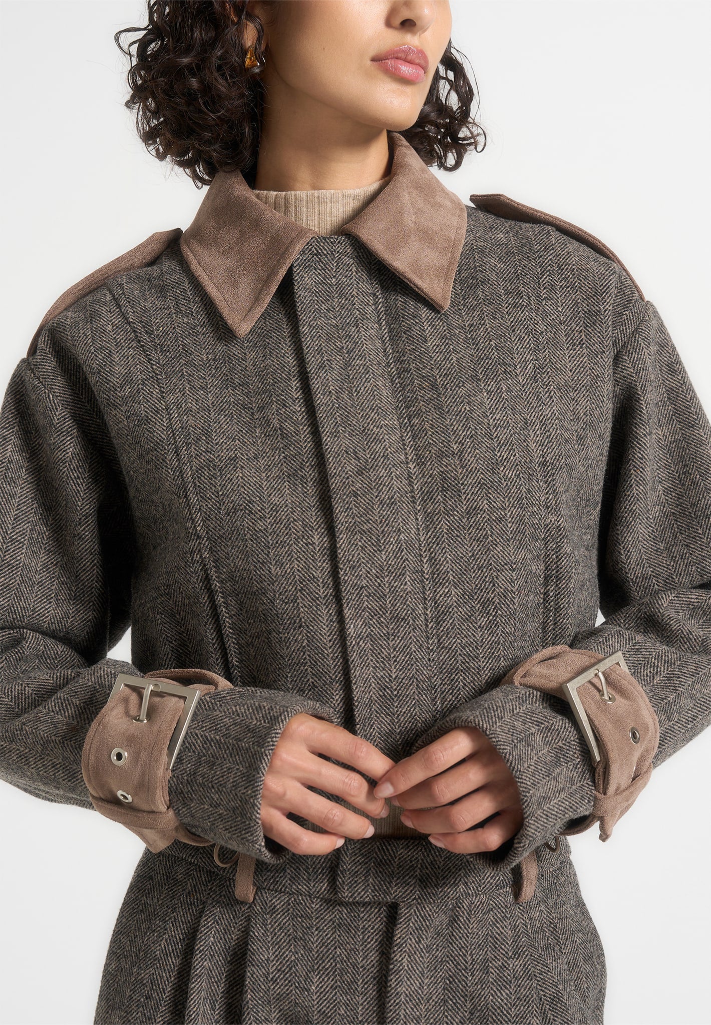 galia-herringbone-and-suede-bungee-hem-jacket-grey