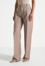 Doria - Tailored Trousers With Waistband Detail - Taupe