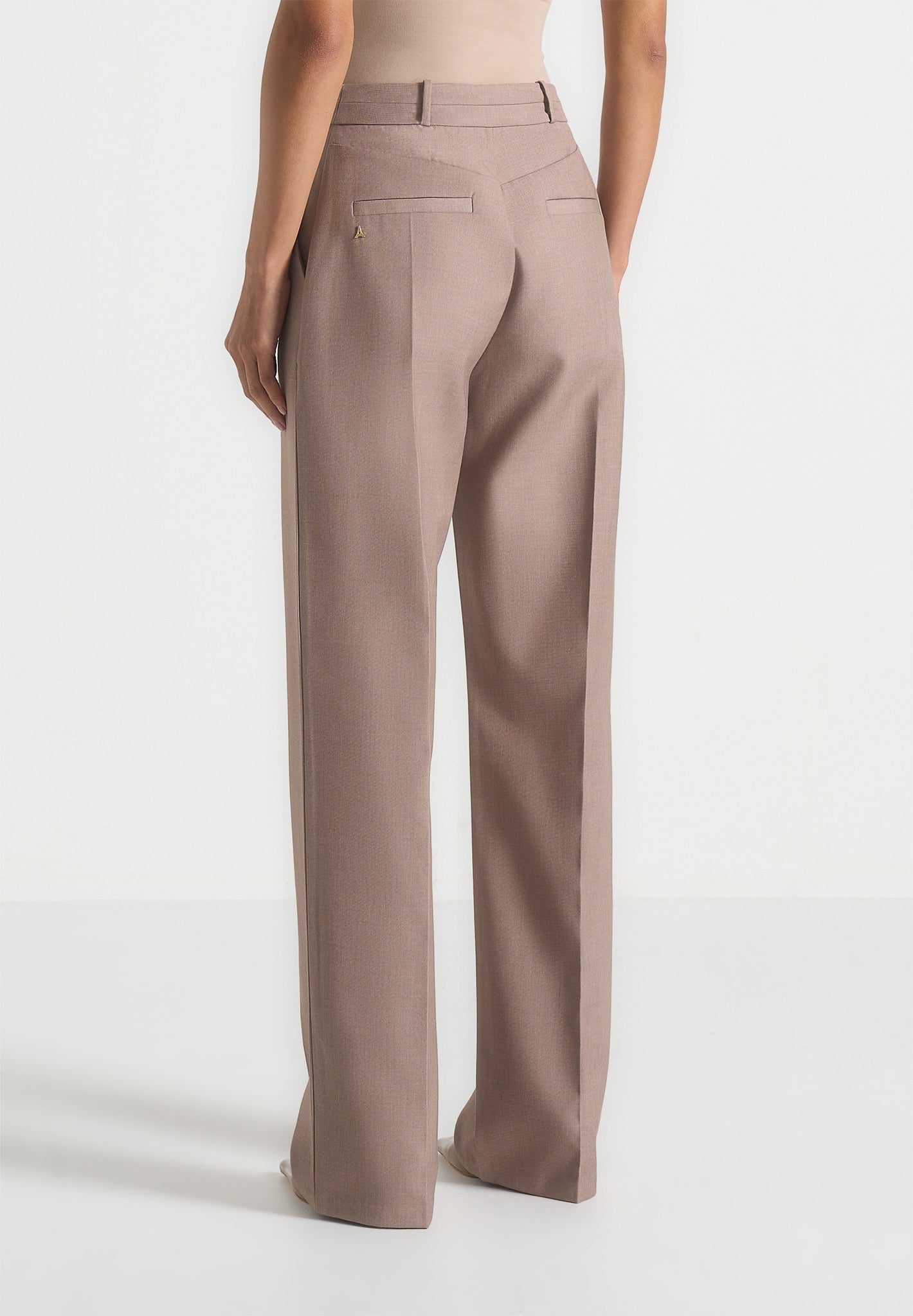 Doria - Tailored Pants With Waistband Detail - Taupe