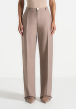 Doria - Tailored Trousers With Waistband Detail - Taupe