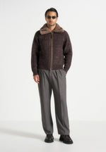 ariel-unisex-plush-collar-speckled-knit-jacket-brown
