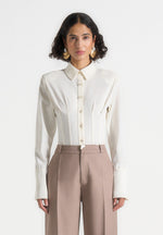 Agnes - Corset Shirt Bodysuit - Off White