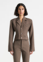 Prisca - Tailored Cropped Blazer - Taupe