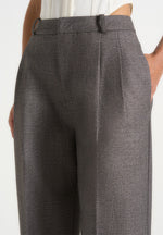 Julie - Speckled Tailored Twin Pleat Pants - Grey Speckle